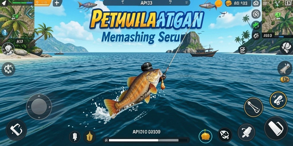 Screenshot gameplay API33 menunjukkan aksi memancing yang mendebarkan.