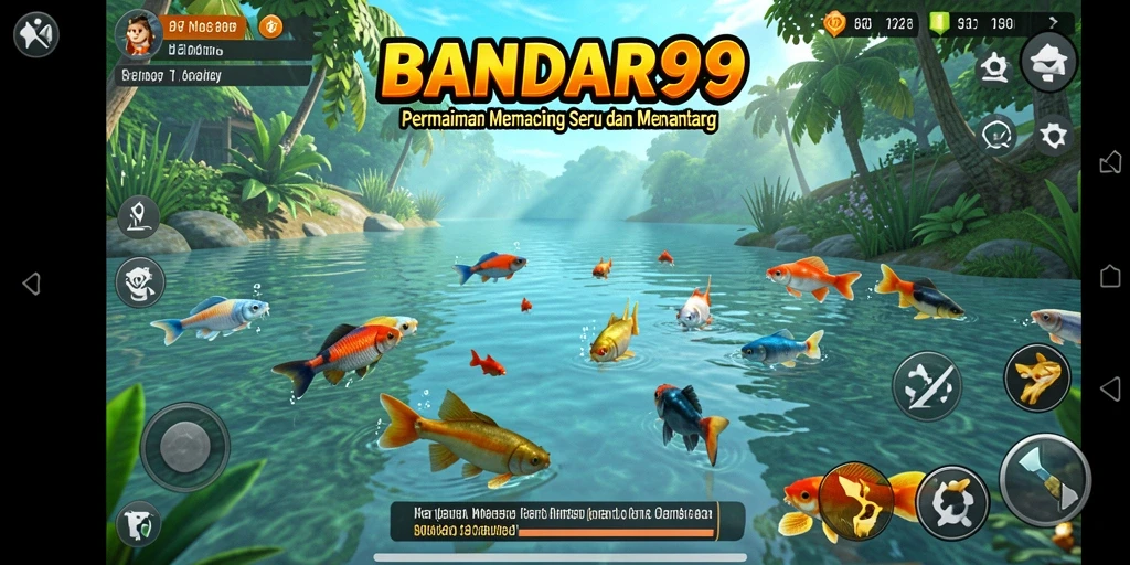 Tampilan gameplay BANDAR99 dengan aksi memancing yang mendebarkan dan ikan yang beragam.