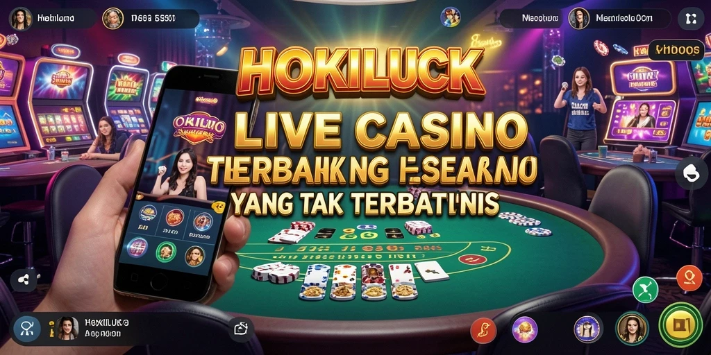 Tampilan gameplay HOKILUCK yang menampilkan dealer profesional dalam suasana Live Casino.