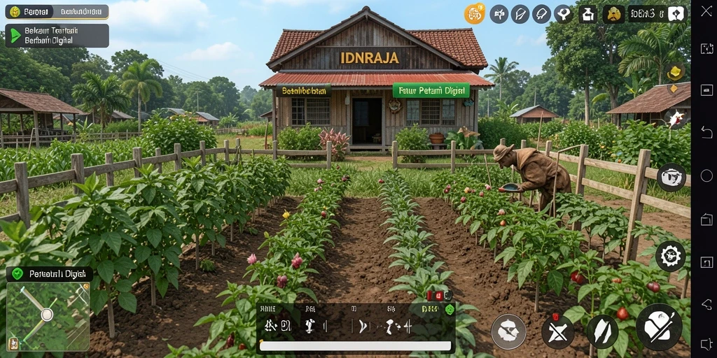 Tampilan screenshot gameplay IDNRAJA saat berkebun.