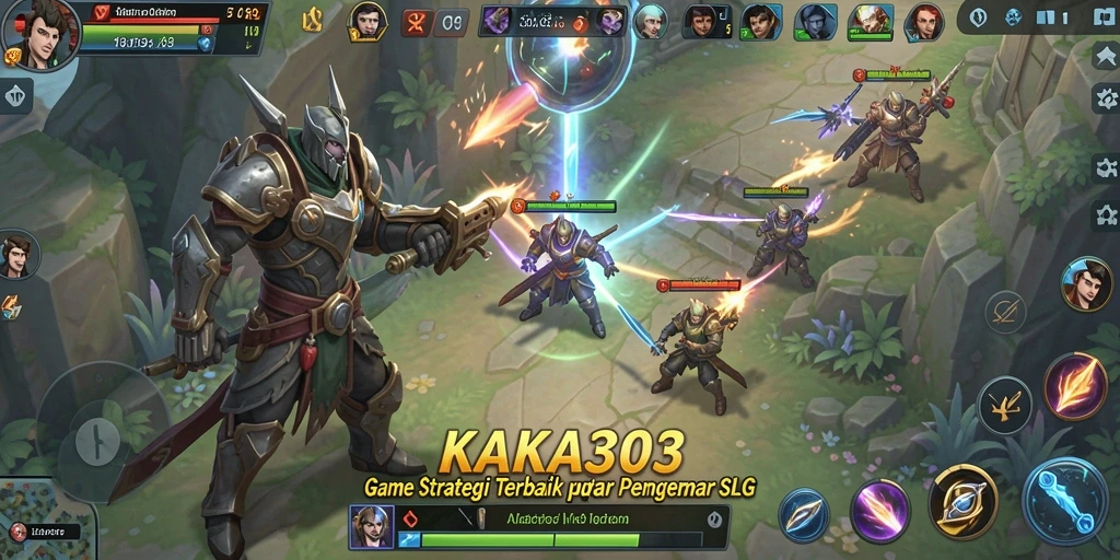 Screenshot KAKA303 menampilkan pertempuran epik dalam gameplay SLG.