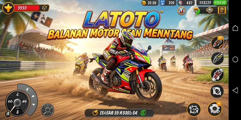 Screenshot LATOTO menampilkan aksi balapan motor yang mendebarkan.