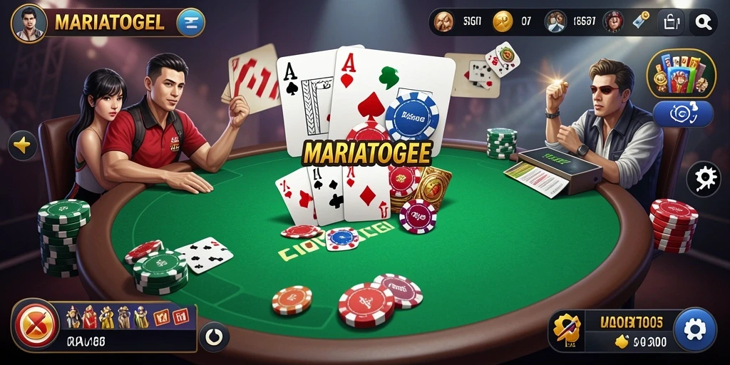 Screenshot gameplay MARIATOGEL menampilkan aksi seru permainan Poker.