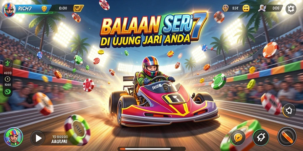 Tampilan gameplay RICH7 yang penuh aksi dan kecepatan balapan.