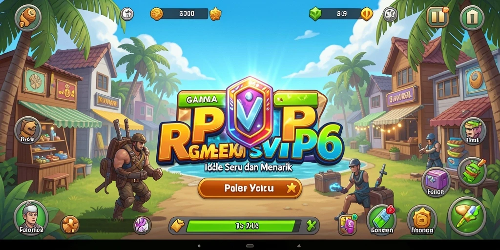 Screenshot gameplay RPVIP6 menunjukkan karakter dan sumber daya yang sedang dikelola.