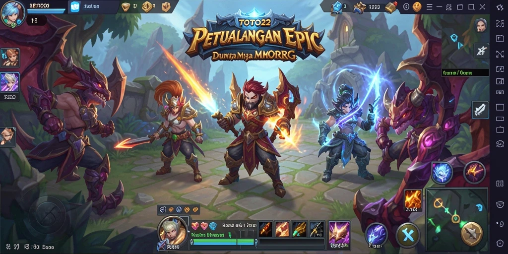 Tangkapan layar utama TOTO22 menampilkan aksi pertempuran seru dalam dunia MMORPG.