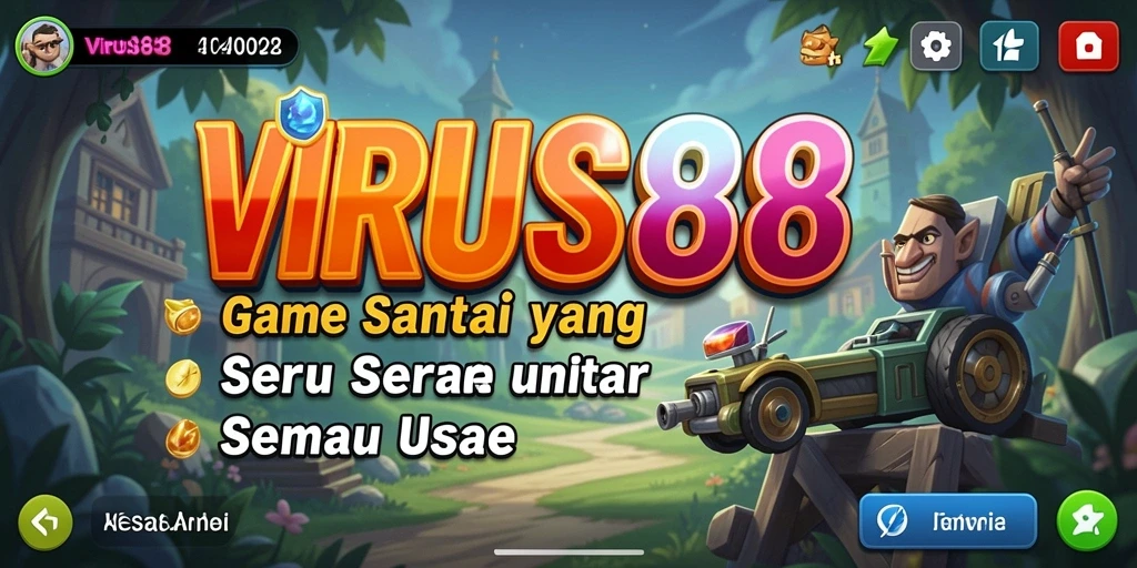Tampilan gameplay seru dari VIRUS88 saat melawan virus.