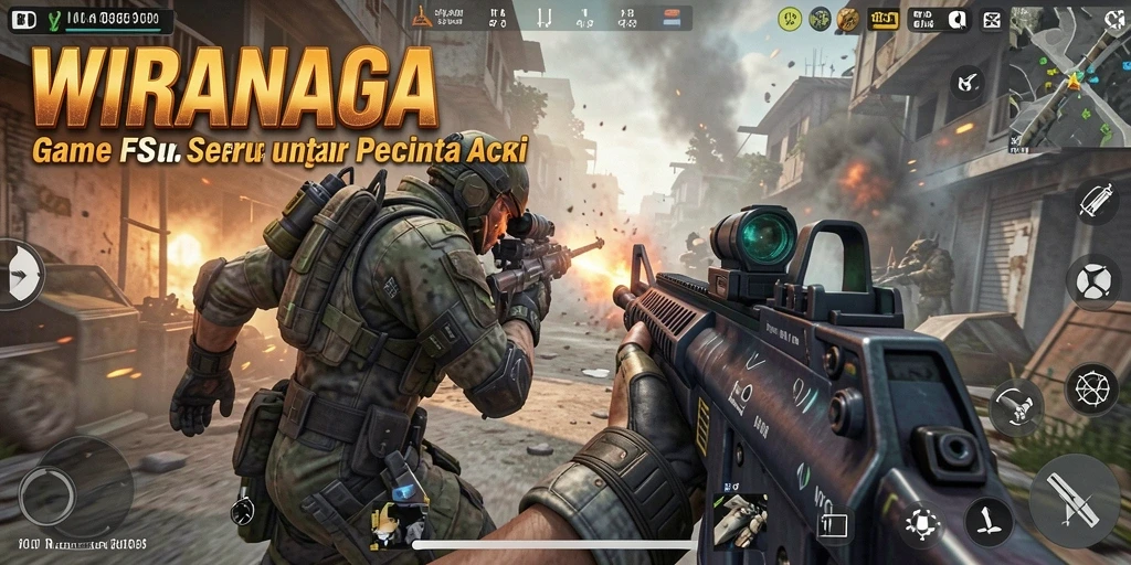 Gameplay seru dari WIRANAGA menampilkan aksi menembak yang mendebarkan.